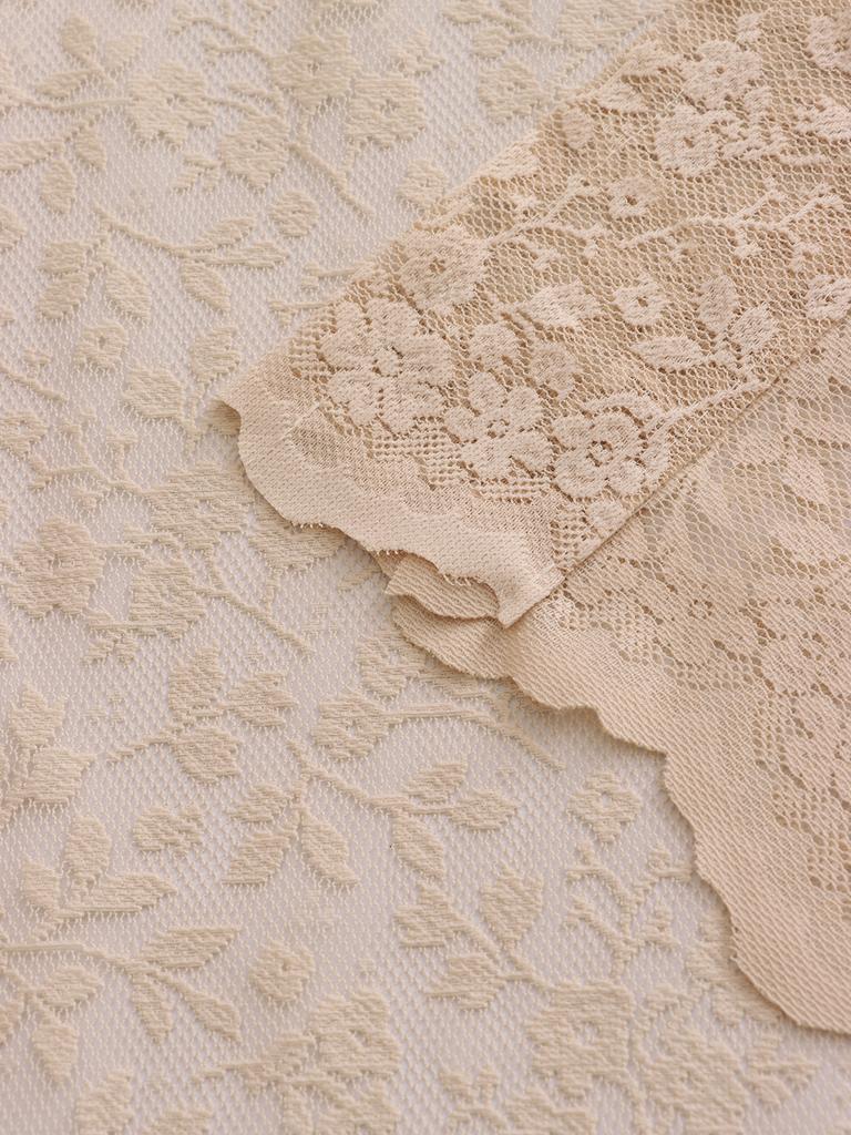 Beige Floral Lace Curtains Country Style for Living Room Bedroom Decor Ideal for Parties And Events Decoration