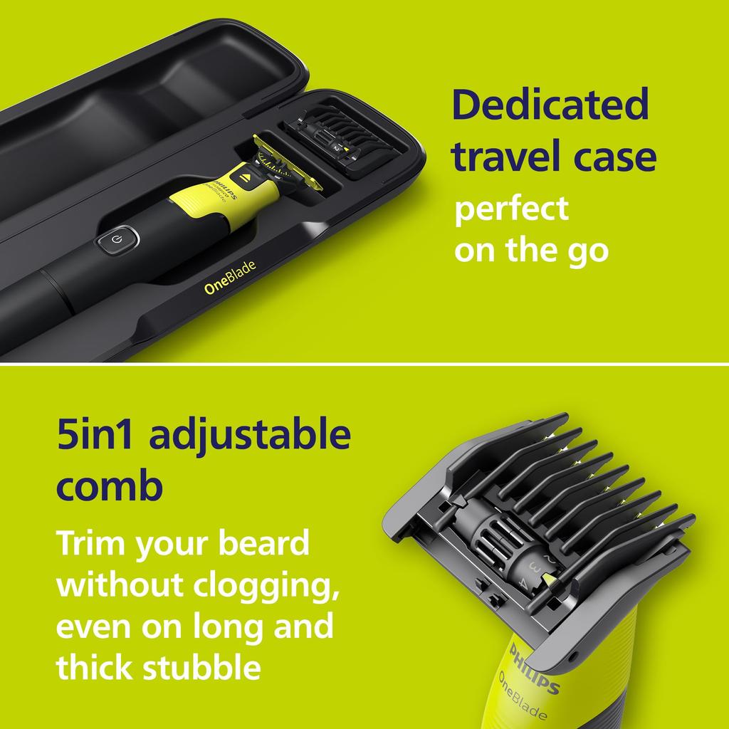 Philips Norelco OneBlade 360 Connected Hybrid Face Body Electric Beard Shaver and Body Groomer Kit with 360 Blade 1x360 and Travel Model + Trimmer,