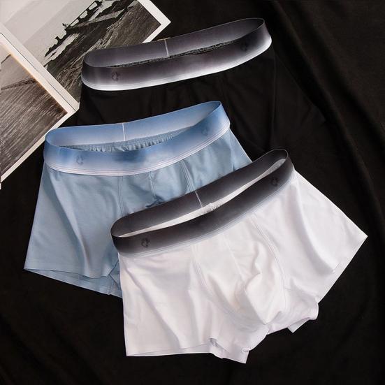 Men Boxer Underwear Letter Print Gradient Color Design Shorts Briefs Mid-rise Elastic Waistband