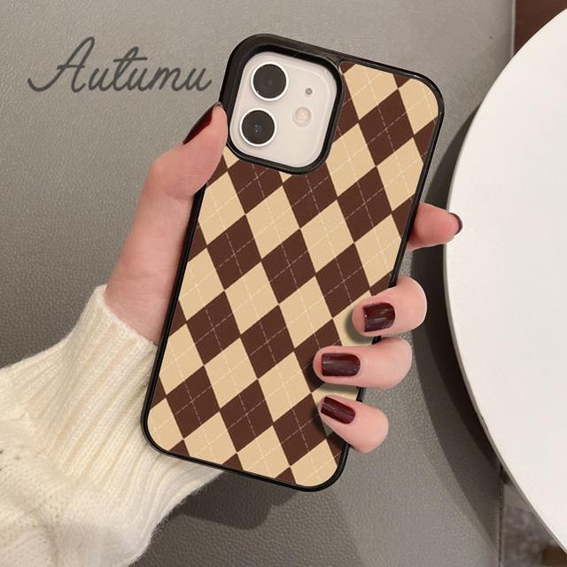 Argyle Plaid telefoonhoesje voor iPhone 11 12 13 14 Pro Max mini X XR XS SE 2020 5 6S 7 8 Plus Samsung Galaxy S21 S22 Cover shell