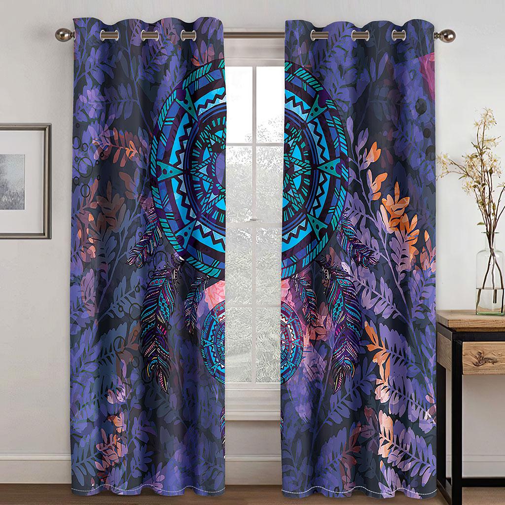 Traumfänger Bedruckte Webvorhänge Zwei unabhängige Vorhänge Links und Rechts Verdunklungsvorhänge für Schlafzimmer