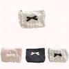 Cute Lace Bow Coin Purse Portable Cosmetic Storage Bag Women's Wallet Key Makeup Lipstick Pouch Headphone Organizer Clutch Bags