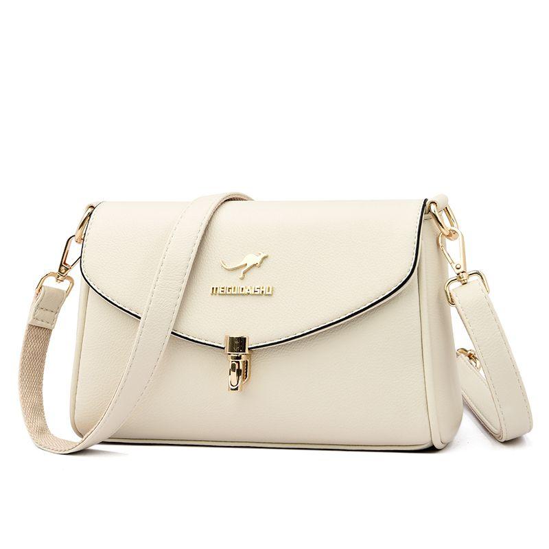 

Kangaroo Middle-Aged and Elderly Women s One Shoulder Genuine Leather Bag Beige