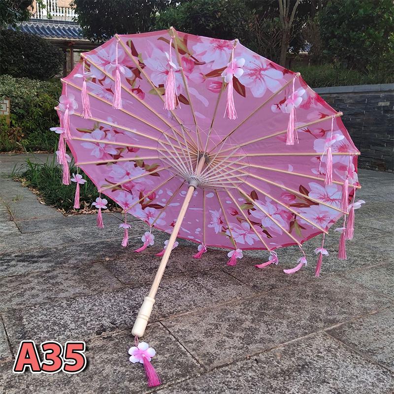 Silk Cloth Women Umbrella Cherry Blossoms Ancient Dance Umbrella Decorative Umbrella Chinese Style Oil Paper Umbrella