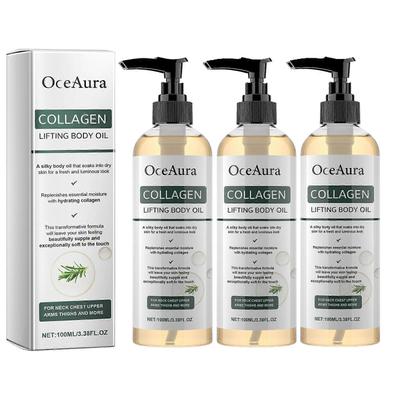 3x OceAura Kolagenový zpevňující tělový olej – Hydratační masážní olej pro pružnost a hladkou pokožku