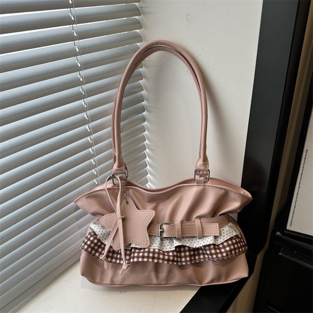 Polka Dot Women Tote Bag Solid Color Underarm Shoulder Bag Unique Balletcore Handbag Daily