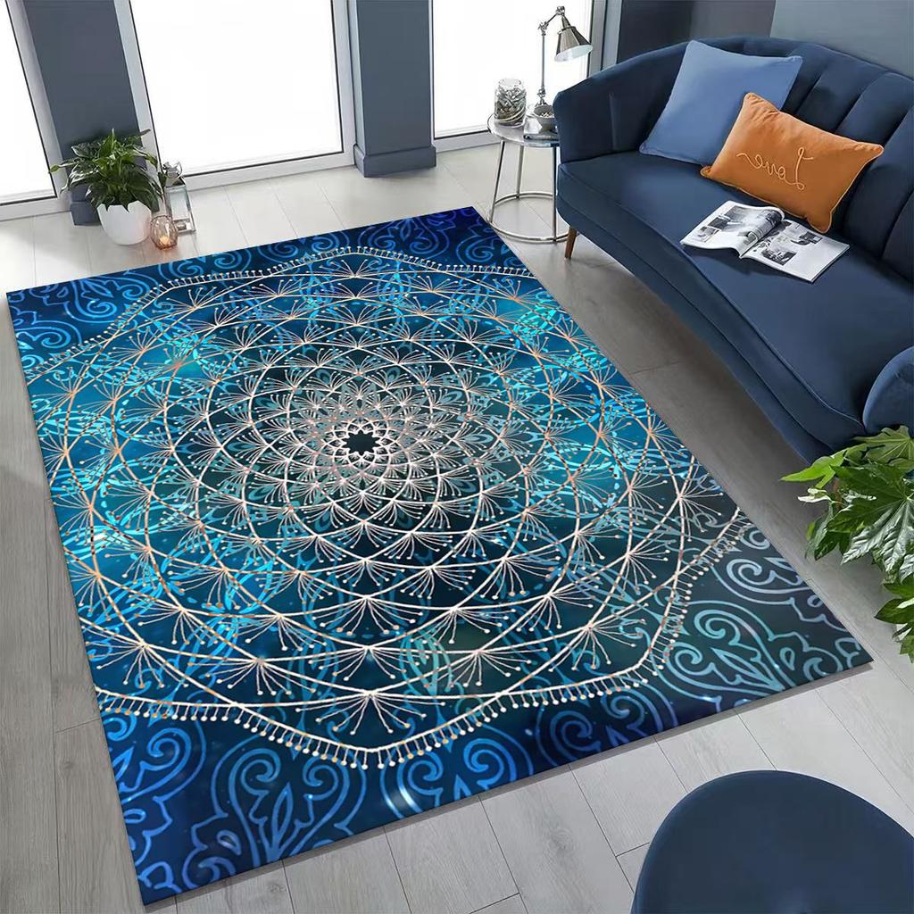 2026 Regenbogen Mandala Blume Chakren Yoga Bohemia Kunst Teppich für Schlafzimmer Wohnzimmer Sofa Zuhause Fußmatte Dekor, Kinder rutschfeste Bodenmatte