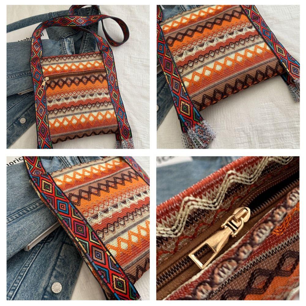 Bolsa de Ombro com Franjas e Borlas Bolsa de Ombro Boêmia Estilo Étnico Bolsas Crossbody para Exterior