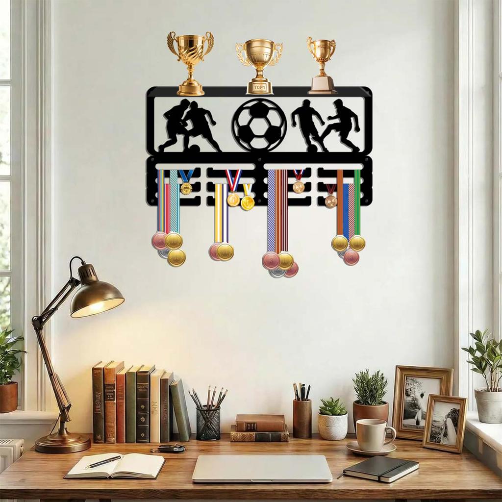 Wrought Display Rack with Hooks – Wall Mounted Award Holder for Medals, Ribbons and Certificates