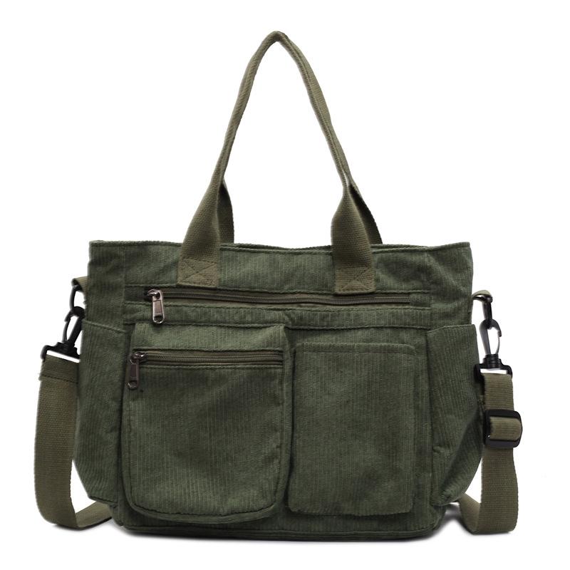 Borsa da Donna in Velluto a Coste di Grande Capacità Nuova Borsa a Spalla Singola Crossbody da Donna Borsa da Sottobraccio Stile Pigro Trasporto Casuale