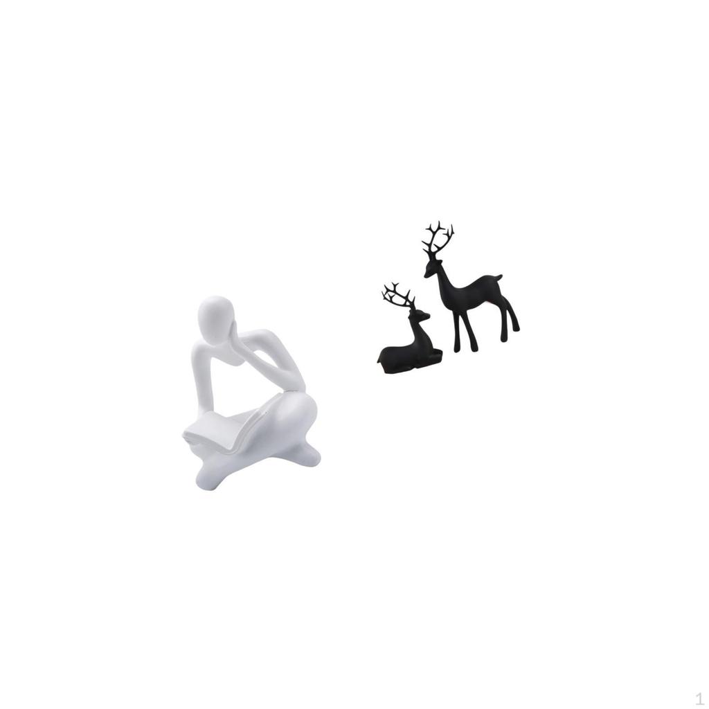 Abstract Reindeer Thinker Resin Statue Decoration for Tabletop Living Room Shelf Office Bookshelf
