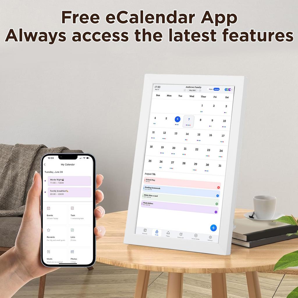 10.1 Inch Digital Calendar Touch Screen Family Planner Chore Chart Interactive Digital Photo Frame Electronic Family Calendar