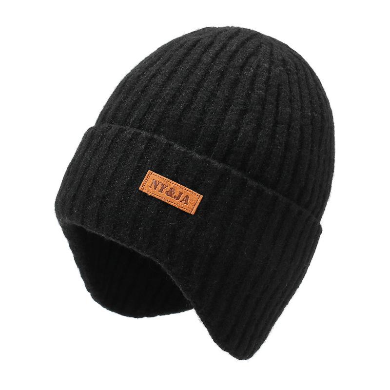 Men's Winter Warm Velvet Thick Hat Cycling Wool Hat Cold-Proof Ear Protection Knitted Hat