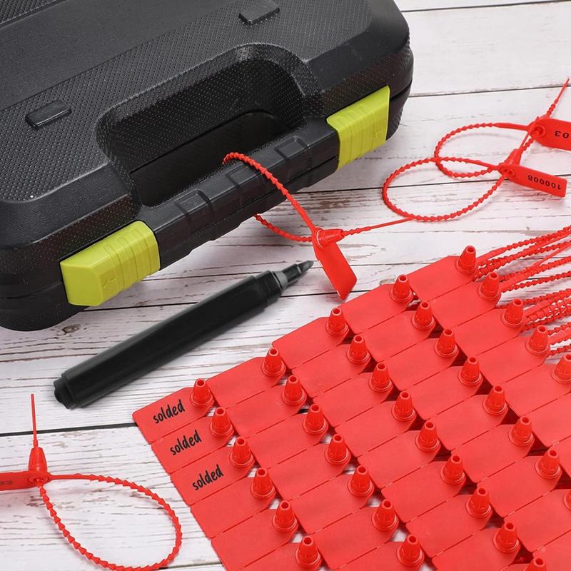 Fire Extinguisher Label Seal Security Number Zipper Collar 250Mm Length 2000 PCS Red