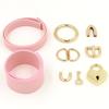 Heart Choker Collar with Padlock and PU Leather Ring, (Pink & Gold)