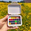 24-Fächer 0,5 ml Dichtungsring Feuchtigkeitsspendend Bonbonfarbe Festes Aquarell Verpackungsbox Tragbar Outdoor Skizzieren Malen Künstlerbedarf