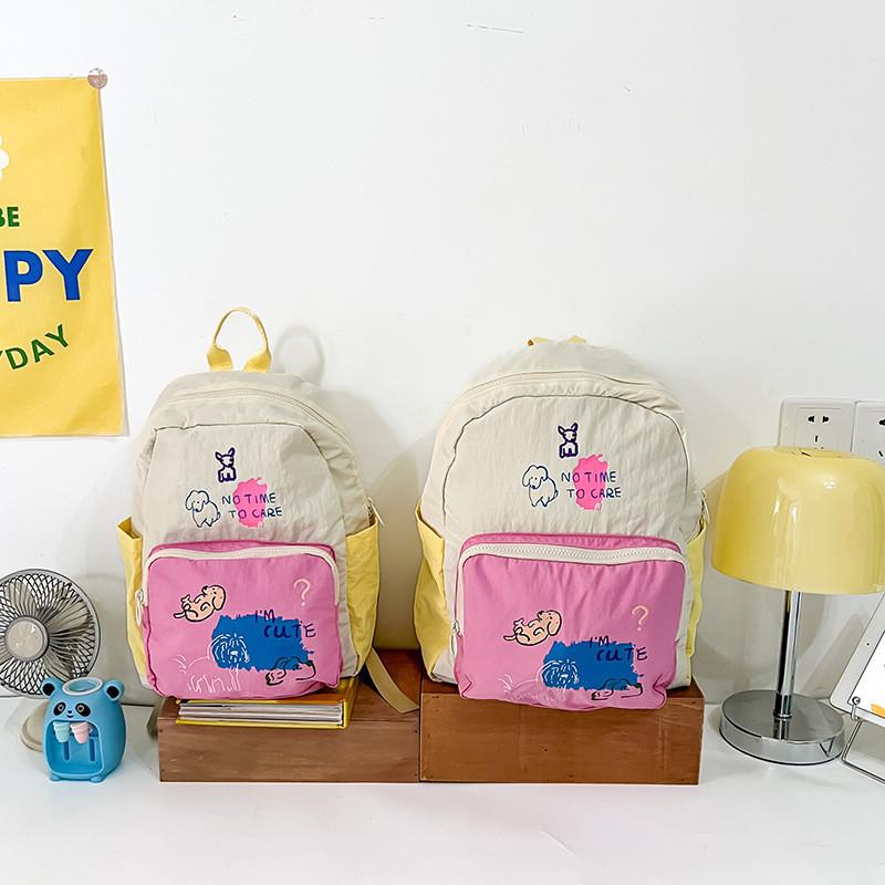 Charming Cartoon Printed Nylon Backpack For Kids Pink Blue Purple School Bag 2024 Small розовый