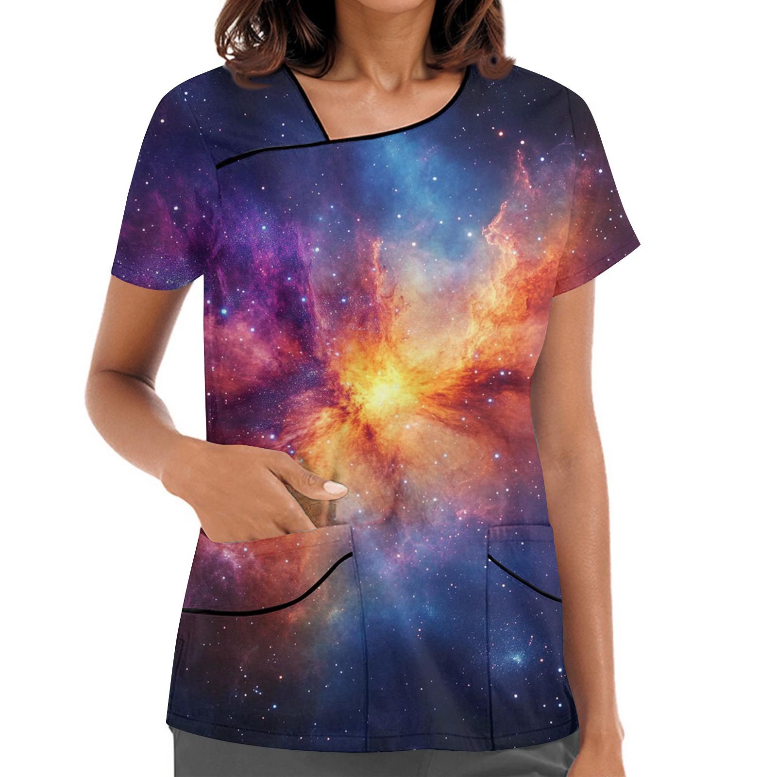 

Женская рабочая одежда с принтом, покатый воротник и двухслойные карманы, базовый верхний пуловер XXXXXL