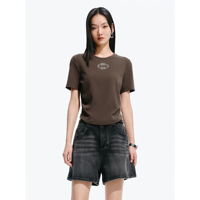 PEACEBIRD Women s Slim Fit Hollow Embroidered Short Sleeve T-Shirt S