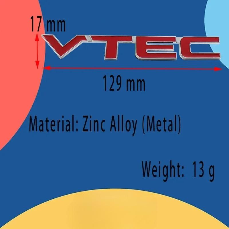 3D Metal VTEC Emblem Badge Sticker for SUV VTEC car Hood Fender trunk Rear Bonnet Nameplate Decal