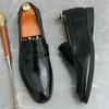 Fashion Designer New British Men's Pointed Slip On Patent Leather Shoes Male Penny Loafter Moccasins Wedding Prom Homecoming Footwear