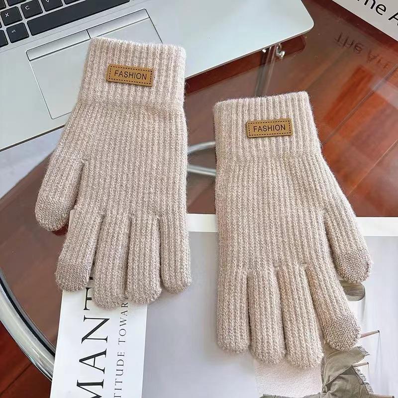 Gloves female winter schoolgirl riding cute velvet thickened touch screen cold winter warm gloves