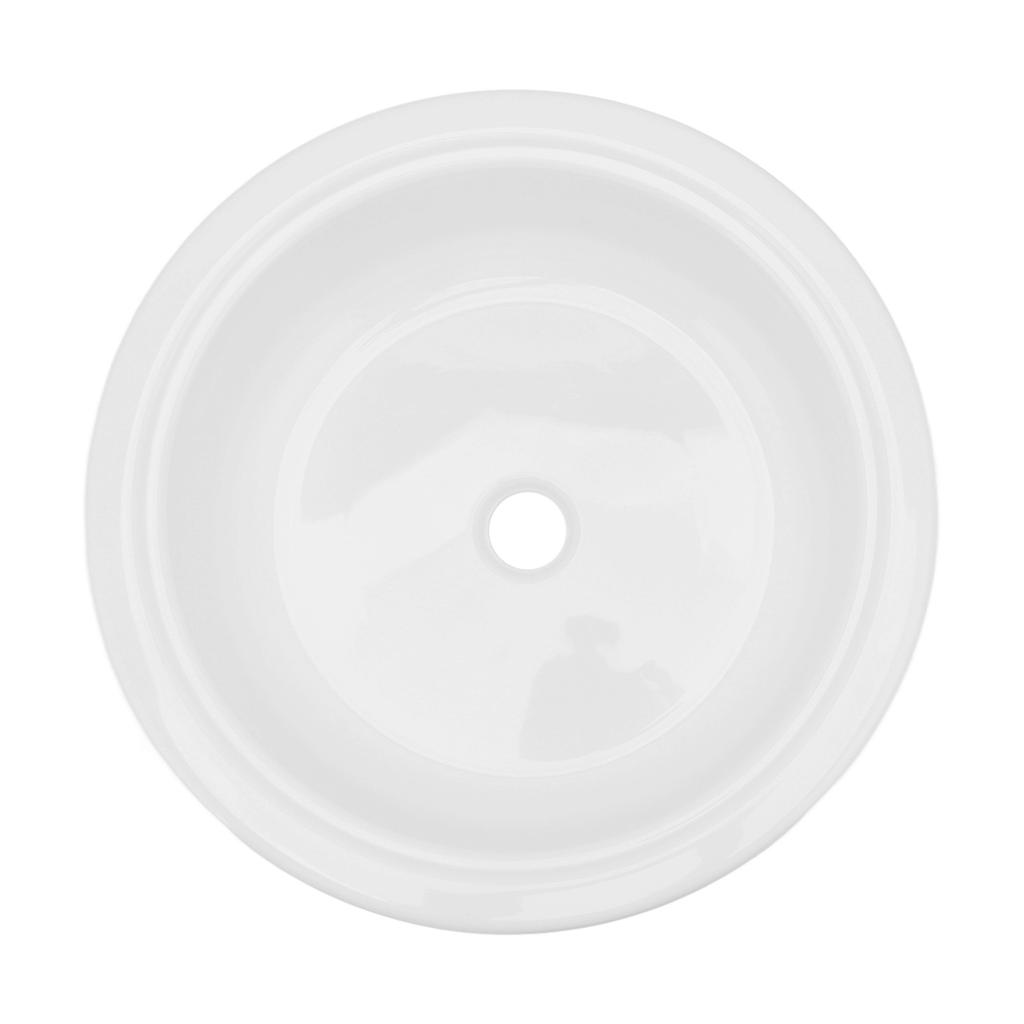 375x130mm RV Boat Round Vessel Sink Bathroom Hand Wash Basin Acrylic White for Motorhome Yacht Bathroom