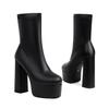 Krazing Pot PU Autumn Winter Shoes super High Heels size 48 Super Size Waterproof Boots Round Toe Keep Warm Slip on Size 47 Ankle Boots