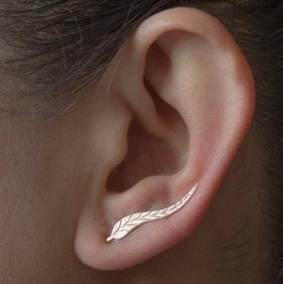 Boucles d'oreilles en forme de feuille avec plumes dorées pour femme, accessoires, cadeaux
