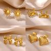 Romantic Wedding Party Earrings For Women Gold Color Bow Double Heart Ear Piercing Aretes Stainless Steel Jewelry Waterproof