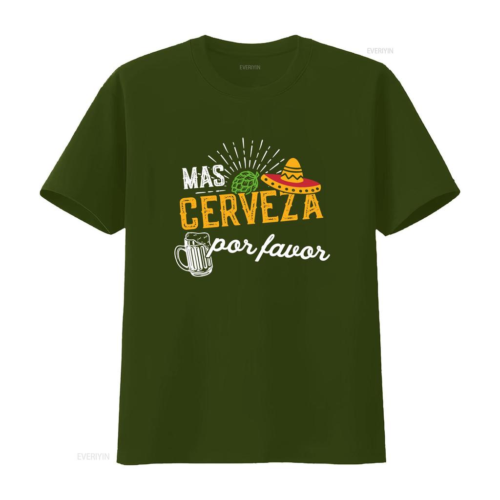 Mas Cerveza Por Favor Men Women Funny Cinco de Mayo T Shirt vintage Washed designer clothes fashion Casual homme Stretched