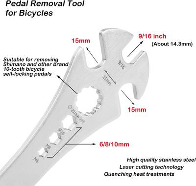 4in1 Bicycle Bike Pedal Wrench Bicycle Pedal Removal Tool with 320mm Extra Long Handle Multifunctional MTB Pedal Removal Wrench