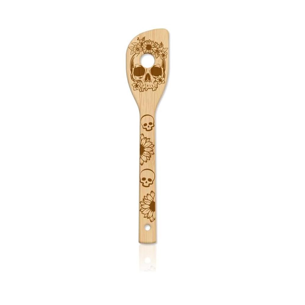 

Skeleton Bamboo Cooking Utensils Wooden Engraved Spoon Spatula Gothic Halloween Party House Warming Gift Kitchen Baking Supplies 1PCS 30X6cm