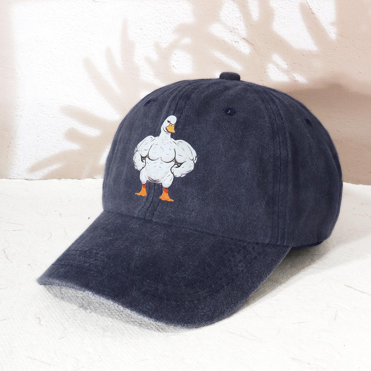 

Muscle Goose Pattern Embroidered Baseball Cap, Casual And Fashionable Urban Style Duckbill Cap Adjustable