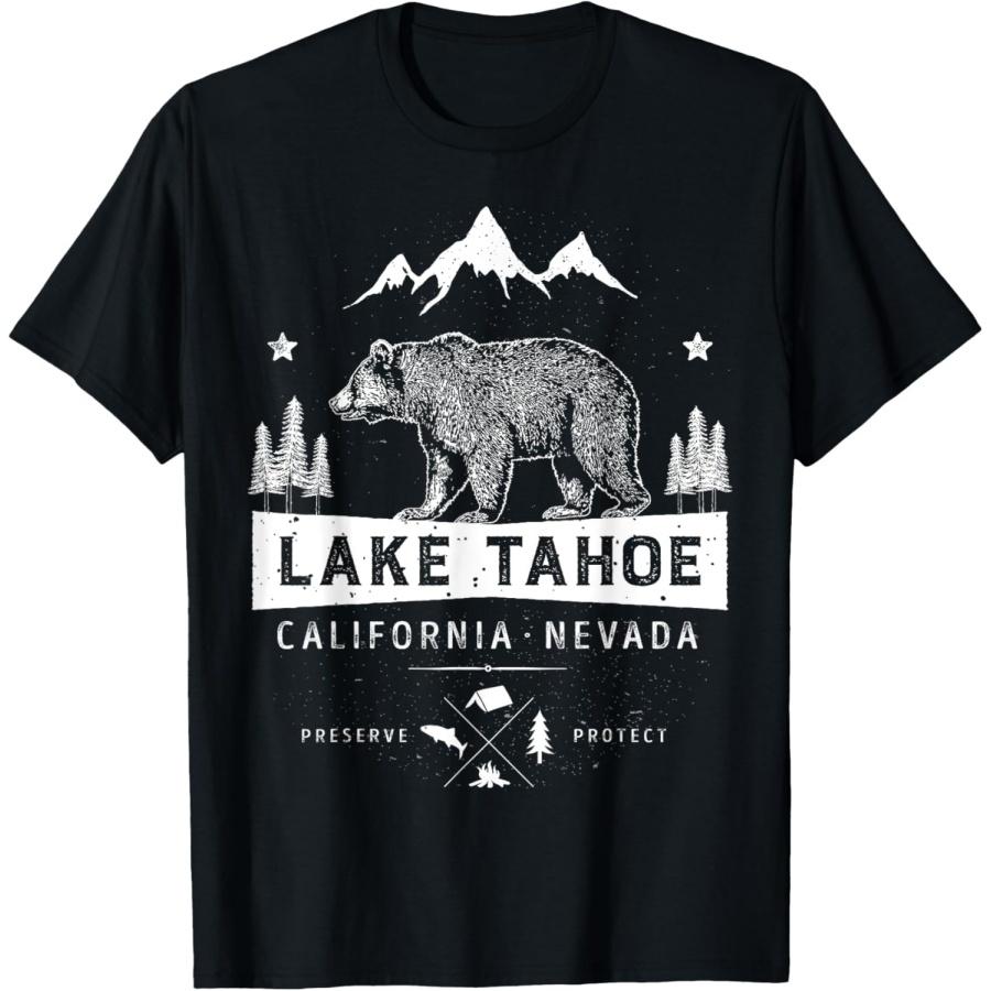 Lake Tahoe T Shirt California Nevada Vintage Bear Men Women T-Shirt(2) XXXXXL чёрный