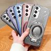 Bling Ring Holder Detachable Glitter Sticker Chromed TPU Case With Stand For Galaxy S24 S23 Ultra S24 Plus S23FE