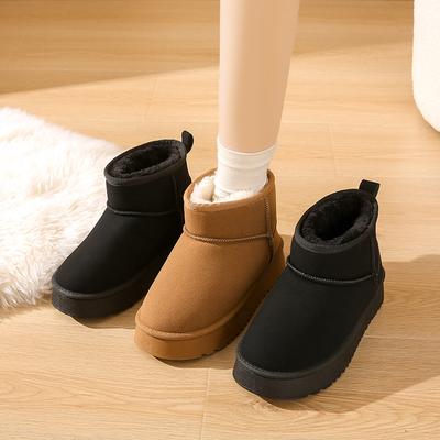 Snökängor damskor stövlar halkfria sammetsskor förtjockade bomullsskor vinterkängor bär snö bomull plattform damskor i bomull