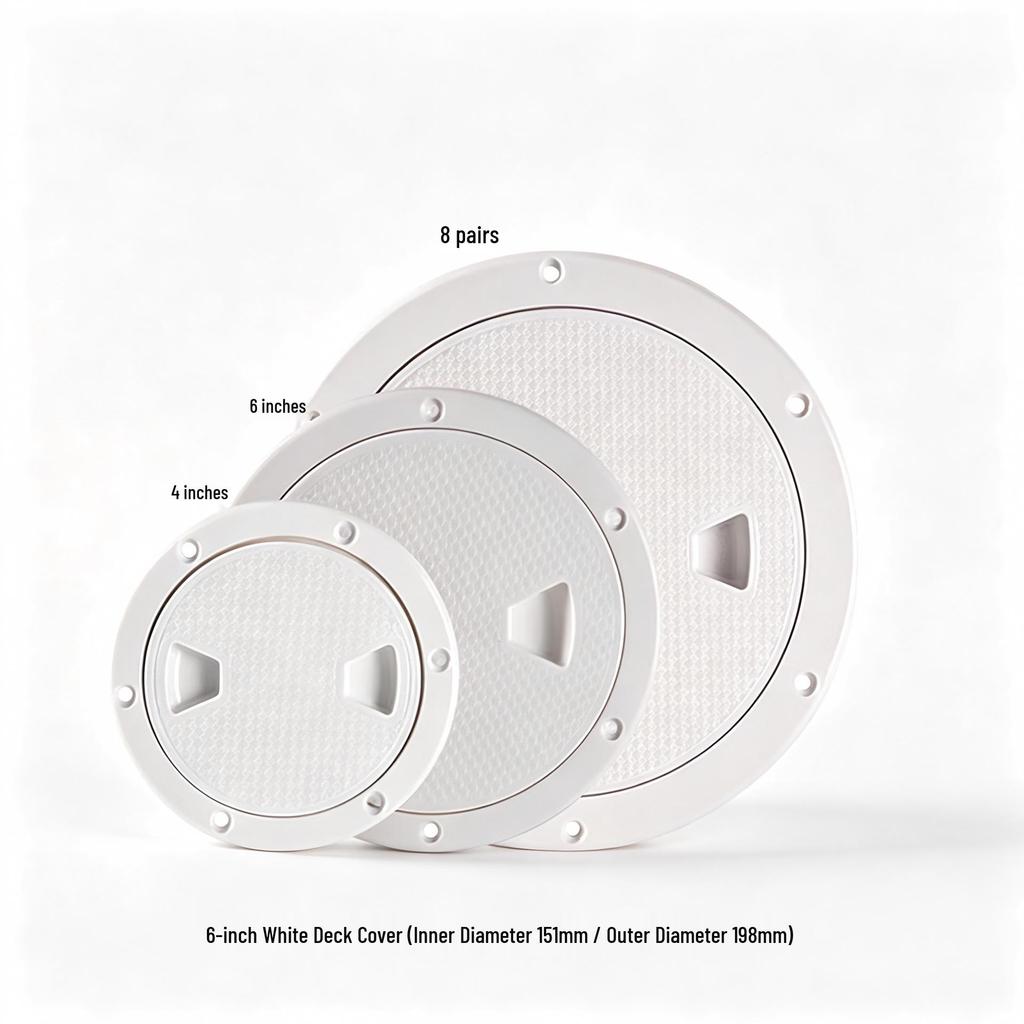 Marine Water Tank Inspection Hatch Cover—White ABS, Waterproof, for Yachts—Available in 4, 6, 8 Inch Sizes