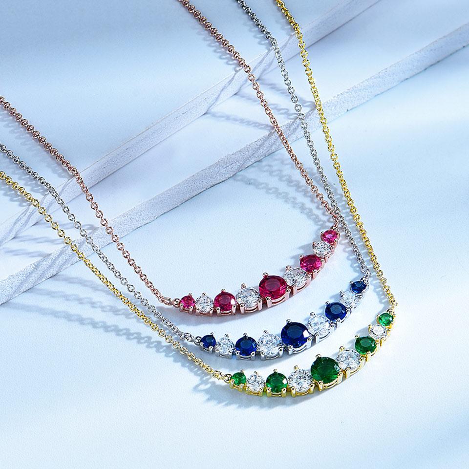 925 Silver Fashion Jewelry Women 45cm Blue White Zircon  Necklaces