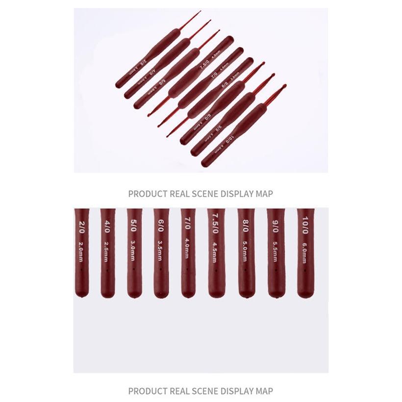 9PCS Soft Handle Crochet Hooks Set Ergonomic Handles Aluminum Head DIY Sweater Gloves Knitting Needles Set