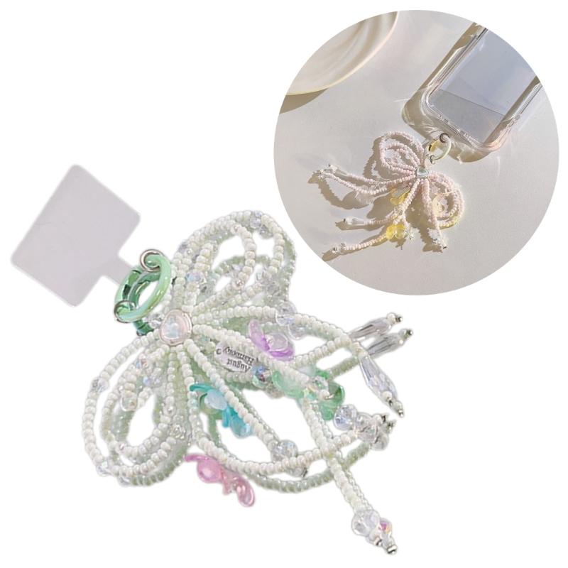 Stylich Phone Charm Clip Colorful Bowknot Pendant Keyring Butterfly Knot Key Chain Portable Keyrings Accessory for Women