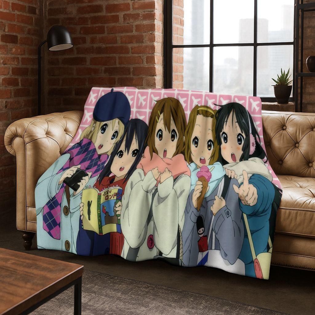 

Аниме K-ON Кавайная Девочка Хирасава Юи Музыкальный Мультфильм Фланелевое Одеяло, Уютное Мягкое Плед для Дома Спальни Кровати Дивана Покрытие Ребенок 75x90cm