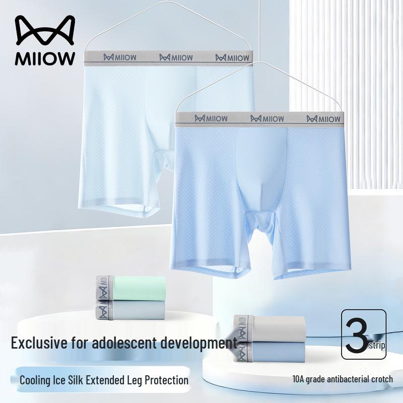 

Miiow Youth Anti-Chafing Ice Silk Boxer Briefs (3-Pack) L (Weight: 42.5-52.5 kg)