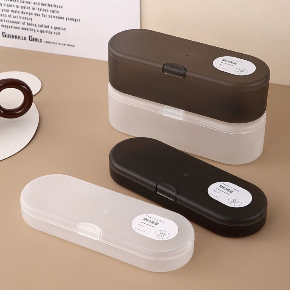 High Quality Plastic Storage Box Large-capacity Transparent Pencil Case Stackable Stationery Storage Box Gift