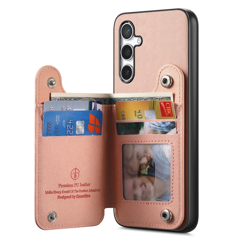For Samsung Galaxy S25 Case with Card Holder Kickstand Leather + TPU + PC Phone Cover