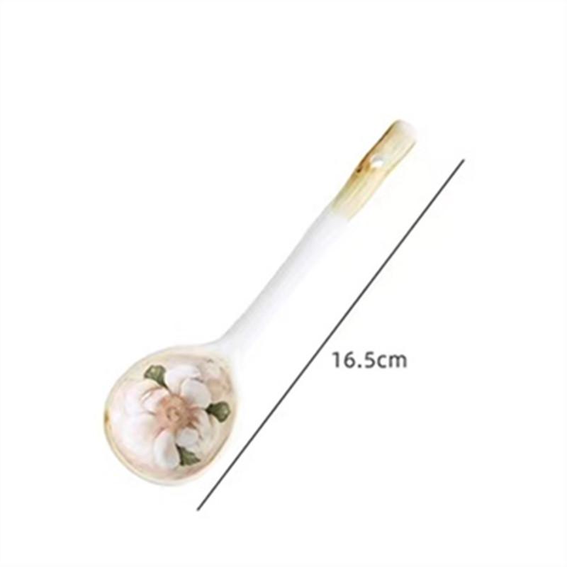 Long Handle Solid Ladle High Quality Non-toxic and Tasteless Good Looks Vintage Kitchen Supplies Ceramic Spoon Fine Workmanship