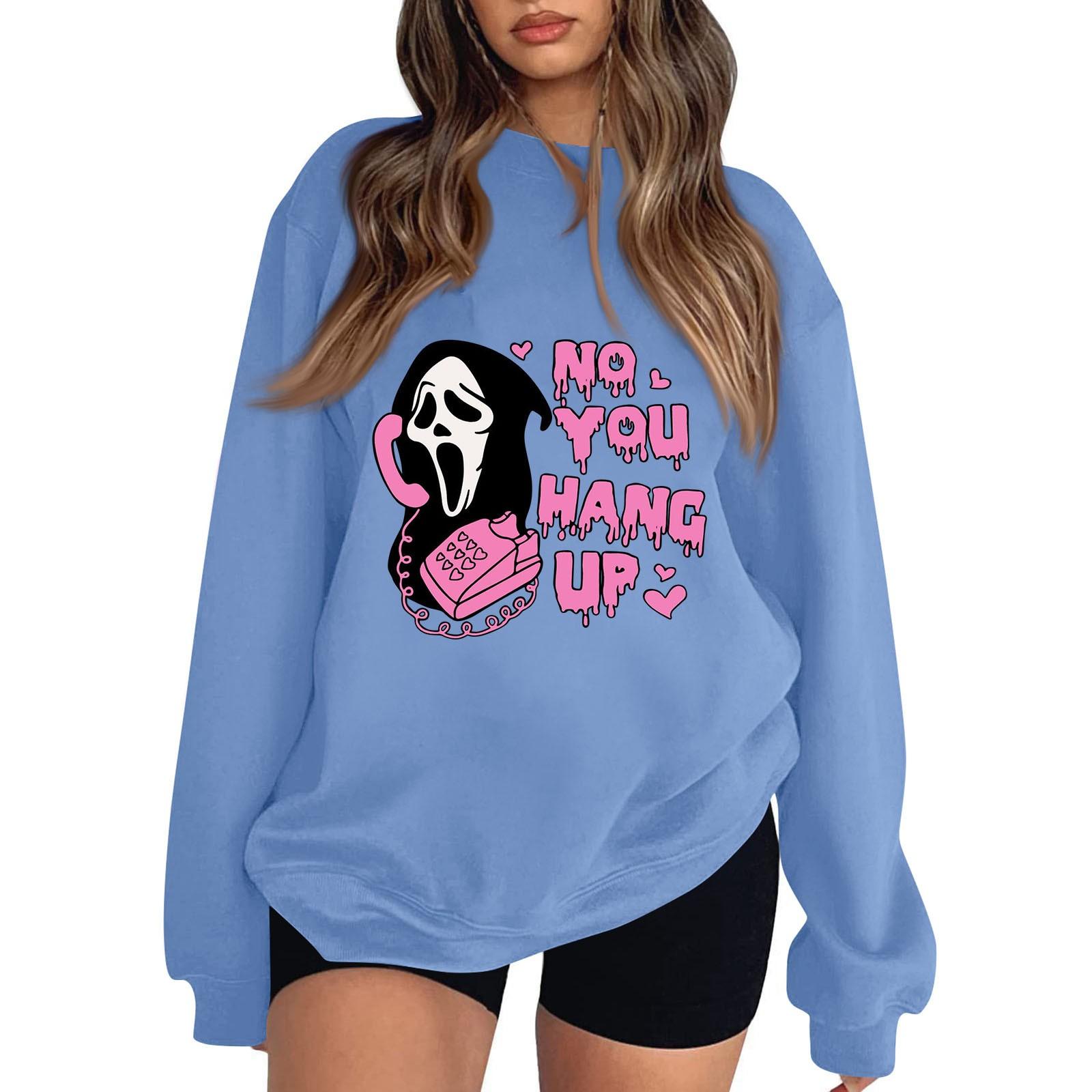 Women s O-neck Long Sleeve Pullover Printed Top Sweatshirt M