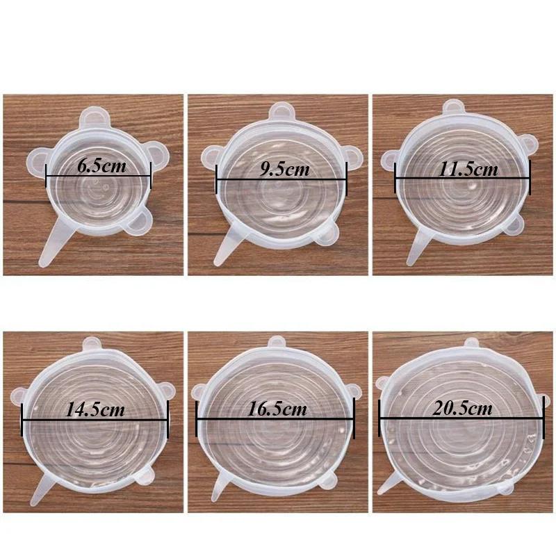 6pcs Food Silicone Cover Cap Universal Silicone Lids Cookware Bowl Reusable Stretch Lids Pot Lids Kitchen Accessories