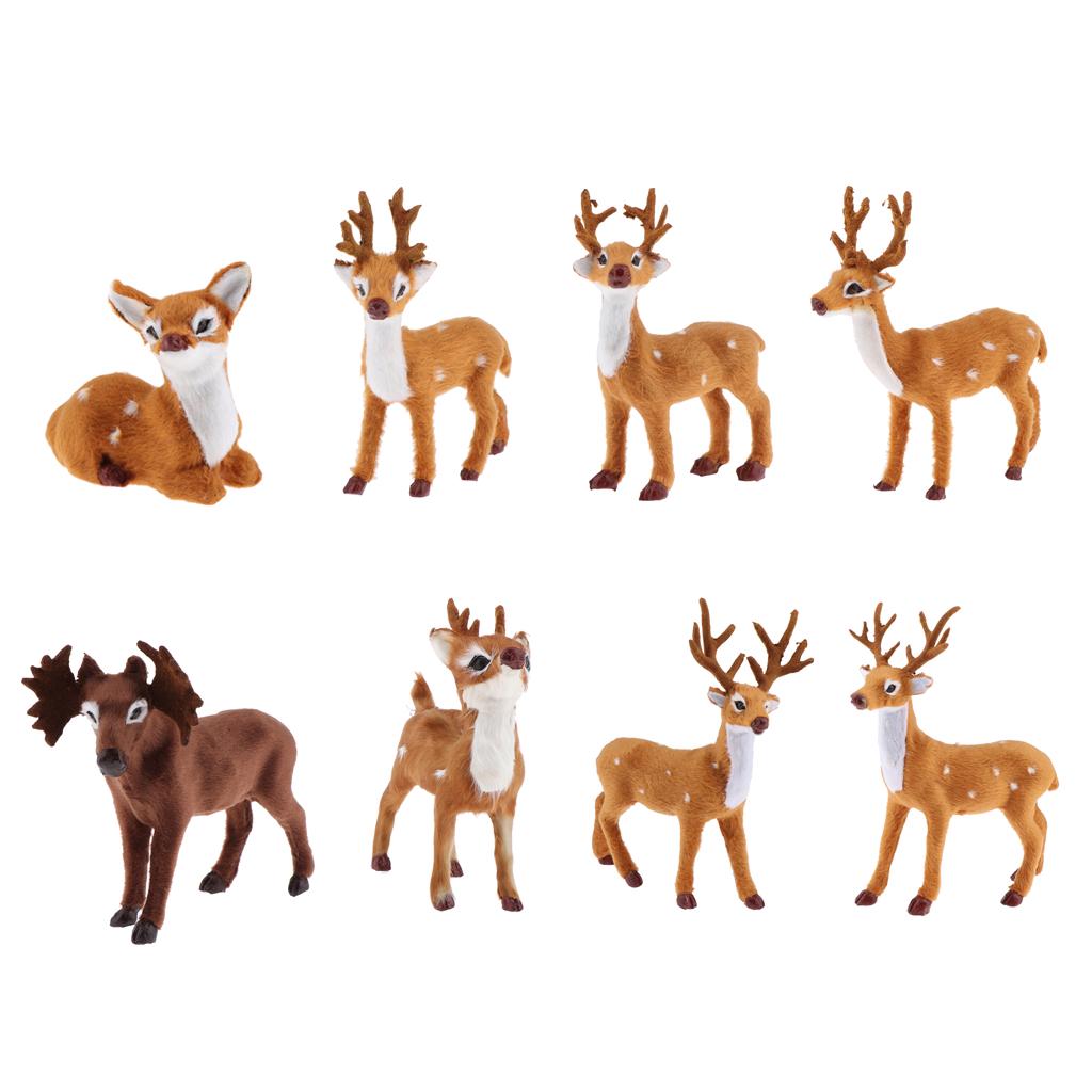 Deer Toy Figurine Fabric Simulation Animal Sculpture Christmas Reindeer Decoration Outdoor Garden Statue for Home Decor