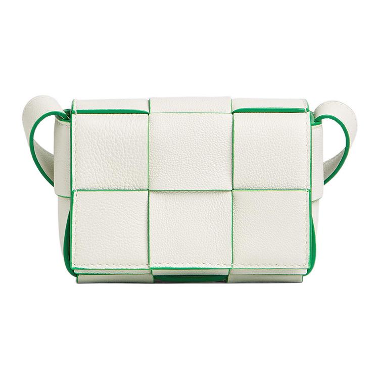 

New Bottega Veneta CASSETTE Sheepskin Tofu Bag, Shoulder Bag, Crossbody Bag Mini Women s White & Parrot Green 666688V1Q719045 11.9*4.1*8.1CM